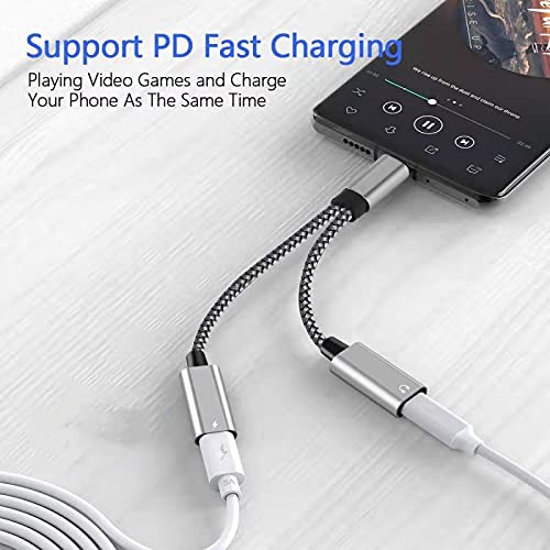 [Australia - AusPower] - USB C Splitter, USB C Headphone and Charger Adapter Dual USB C Audio and Charger Adapter Support for Pixel2XL/3XL/4XL/5,Galaxy S20/S20+/S21,Note10/ Note20/ Note20Ultra (Not fit Moto &Oneplus 
