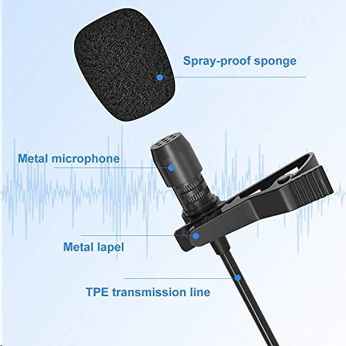 [Australia - AusPower] - Professional lavalier Microphone for iPhone, Condenser Microphone for Phone Recording and Video Recording, lavalier Microphone for YouTube, interviews, Meetings, and iPhone/iPad/iPod (9.8 feet) 