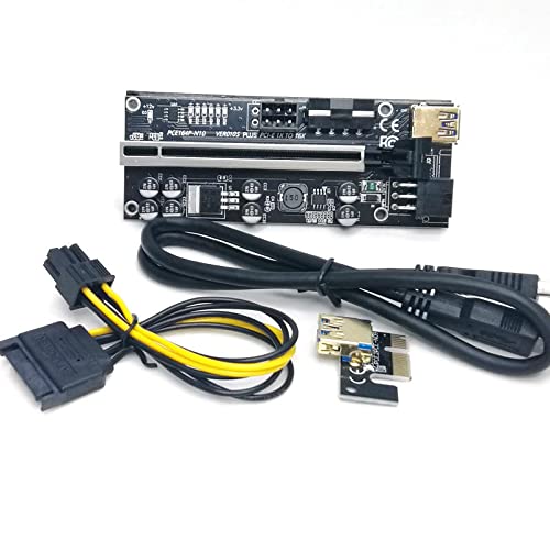 [Australia - AusPower] - Genérico [ABASTO]PCIE Riser Plus for Mining Crypto, v010 s Plus Pci e,6 Packs PCIE Extension Cable 1X a 16X with 5x1.65x0.78 
