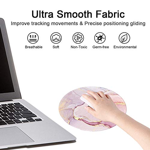 [Australia - AusPower] - Mouse Pad,Anti Slip Rubber Round Mousepads Desktop Notebook Mouse Mat with Stitched Edge for Working and Gaming (Marble Pretty Pink) Marble Pretty Pink 