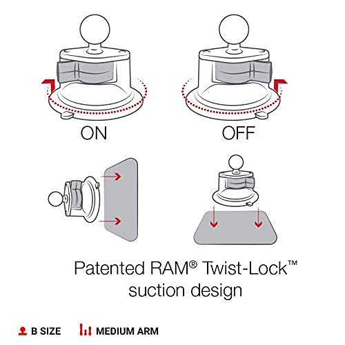 [Australia - AusPower] - RAM Mounts X-Grip Phone Mount with Twist-Lock Suction Cup Base RAP-B-166-UN7U with Medium Arm for Vehicle Windshields 