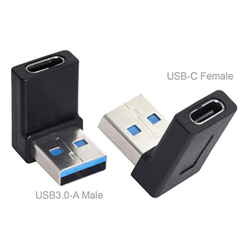 [Australia - AusPower] - Cablecc USB-C Type C Female 90 Degree Down Angled to USB 3.0 A Male Data Adapter for Laptop Desktop 