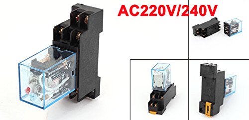 [Australia - AusPower] - uxcell A15011200ux0375 Coil 8-Pin DPDT DIN Rail Electromagnetic Power Relay with DYF08A Socket, AC 220V/240V 