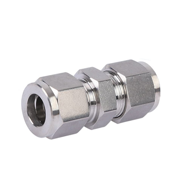 [Australia - AusPower] - Pysrych 304 Stainless Steel Compression Tube Fitting Union with Double Ferrules 1/4" OD x 1/4" OD, Pack of 2 1/4" x 1/4" OD 
