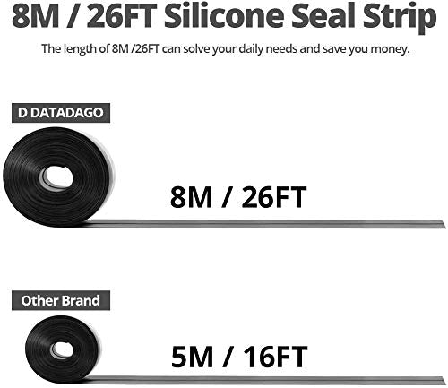 [Australia - AusPower] - Silicone Seal Strip,8M/26ft Door Strip Bottom for Doors Silicone Sealing Sticker Adhesive for Doors and Windows Gaps of Anti-Collision Silicone (25MM, Black) 25 mm 