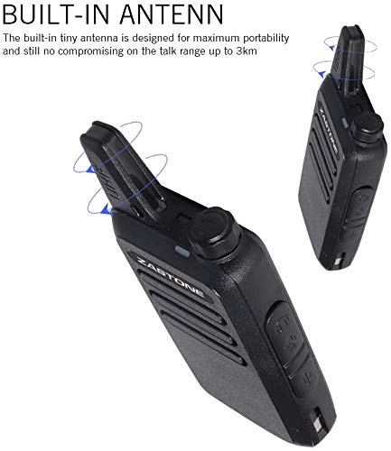 [Australia - AusPower] - Zastone X6 Rechargeable Long Range Two-Way Radios with Earpiece 2 Pack 3W 16-Channel UHF Walkie Talkies 2Pack Black01 