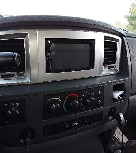 [Australia - AusPower] - Silver Double Din Dash Install Kit w/Wiring Harness Radio Stereo Compatible with Dodge Ram 