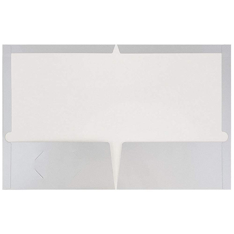 [Australia - AusPower] - JAM PAPER Laminated Two Pocket Glossy School Folders - Letter Size - High Gloss Silver - 6/Pack Pack of 6 Folders 