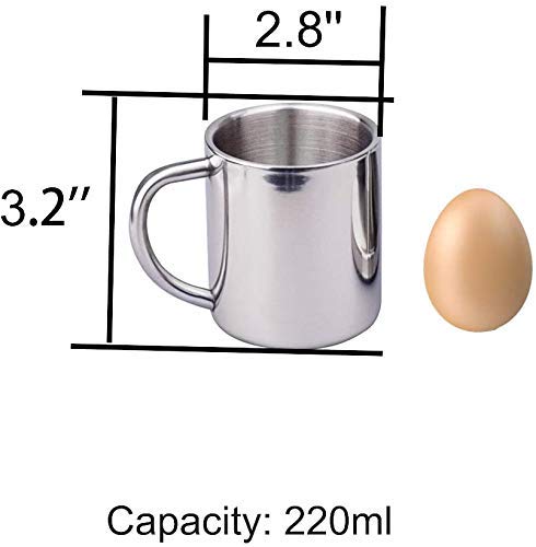 [Australia - AusPower] - IMEEA Coffee Mugs Double Walled Camping Mugs 7.5oz/220ml Stainless Steel Mug with Handle for Kids, Set of 2 
