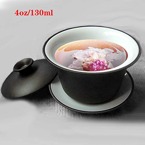 [Australia - AusPower] - Yixing Teacup Chinese Kungfu Tea Bowl Classic Gaiwan Cup Black 