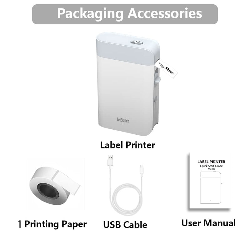 [Australia - AusPower] - LetSketch Label Maker Wireless Bluetooth Thermal Printer Portable Pocket Inkless Printer, Mini Sticker Maker with Tape 