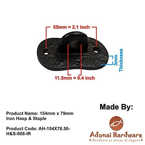 [Australia - AusPower] - Adonai Hardware"Paran" Heavy Duty Antique Cast Iron Safety Locking Hasp and Staple (6" x 1 Pack, Matte Black) for Vintage Pirates Treasure Chest, Trunk, Wooden Jewelry Box, Cases, Furniture and Sheds 6 Inch x 1 Pack Matte Black Powder Coated 