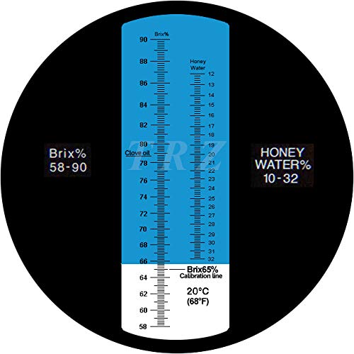 [Australia - AusPower] - TRZ Refractometer Honey 10-32% Water Honey 58-90% Brix Sugar Baume for Beekeeping, Honey, Condensed Milk, Sugar Syrup, Fruit jam, Hamh Optics&Tools 