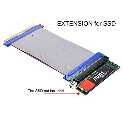 [Australia - AusPower] - NFHK NGFF M-Key NVME AHCI SSD to PCI-E 3.0 16x x16 Vertical Adapter with Cable Male to Female Extension 