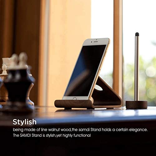 [Australia - AusPower] - SAMDI Cell Phone Stand, iPhone Wood Dock: Cradle, Holder for Switch All Android Smartphone, iPhone 6 6s 7 8 X Plus 5 5s 5c Accessories Desk - ( Black Walnut ) 