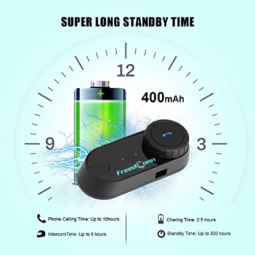 [Australia - AusPower] - FreedConn TCOM VB Motorcycle Helmet Bluetooth Intercom Headset Communication Systems Kit, for 2 or 3 Riders, FM Radio / MP3/GPS Connective/Range 800m / Handsfree / 1 Pack Changeable Hard & Soft Mic Single Pack of Hard Mic Cord 