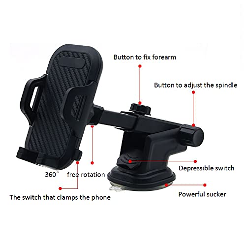 [Australia - AusPower] - Car Phone Holder Mount, 3 in 1 Cell Phone Holder for Car Dashboard Windshield Air Vent, [ Universal& Super Suction] Compatible with iPhone 12 11 SE XR XS 8 Galaxy Huawei and More (B) B 