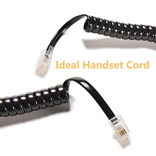 [Australia - AusPower] - Telephone Phone Handset Cable Cord,Uvital Coiled Length 0.72 to 6 Feet Uncoiled Landline Phone Handset Cable Cord RJ9/RJ10/RJ22 4P4C(Black,2 PCS) 