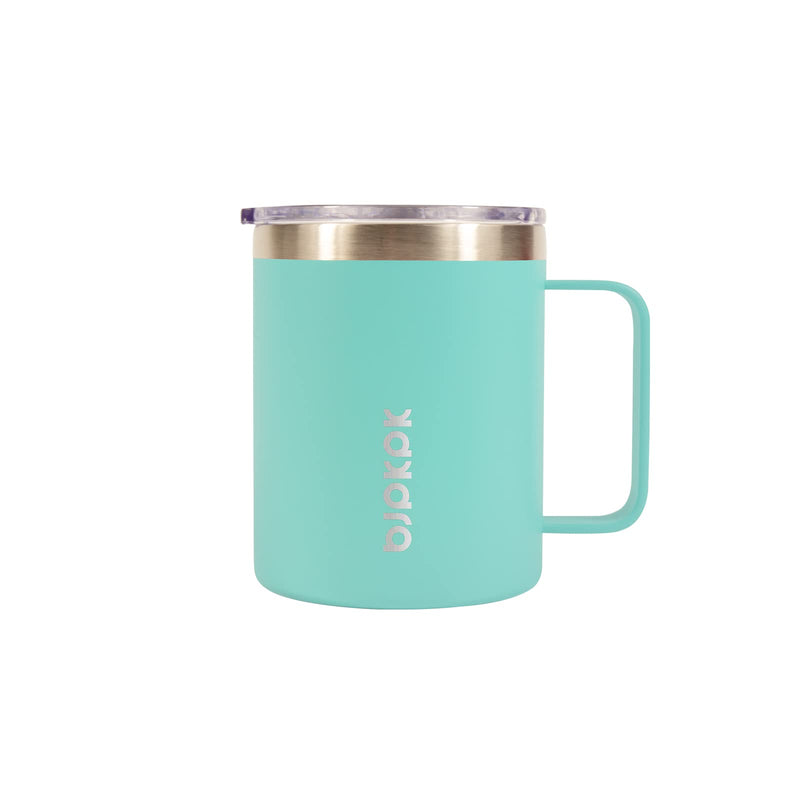 [Australia - AusPower] - BJPKPK 14oz Insulated Coffee Mug 2 Pack, Stainless Steel Camping Mug with Slider Lid, Travel Tumbler Cup, Coffee Thermos Outdoor Turquoise 