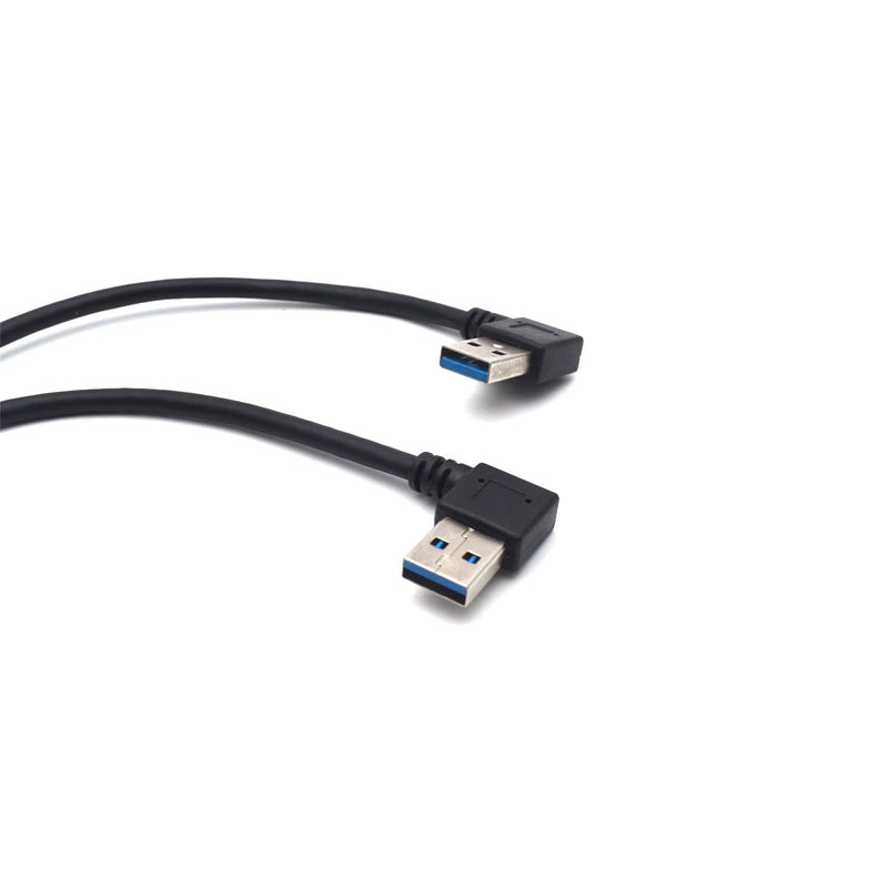 [Australia - AusPower] - Antrader USB 3.0 Type A 90 Degree Male to Straight Female Data Converter Adapter Cable Black Left & Right 2 Pairs Usb Cable Left + Right 