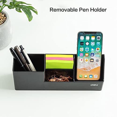 [Australia - AusPower] - Deli Magazine File Holder, Binder Organizer with Extra Storage Case, Easy to Assemble Vertical Document Folder, Plastic Magazine Holder for Office, Home and School Organization 3 Compartments A 