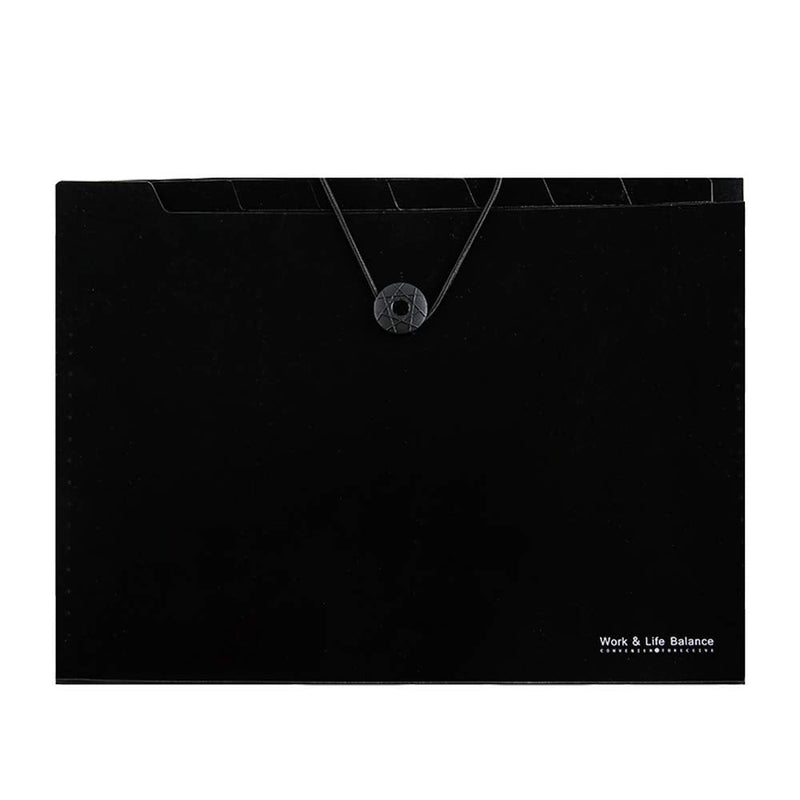 [Australia - AusPower] - Uquelic 8 Pockets Expanding File Folder - Plastic Black Accordion Document Storage Organiser A4 Letter Size Expandable File Jacket Filing Wallets with Label (Black) 