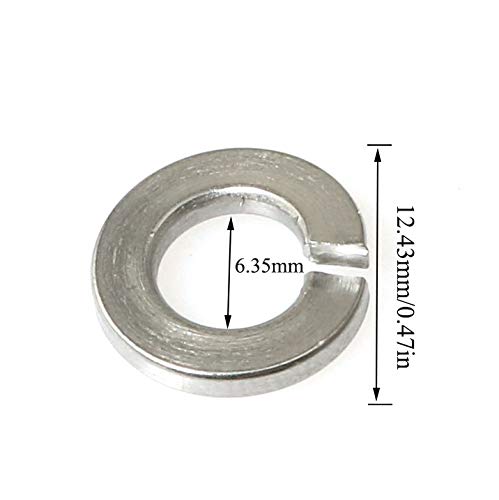 [Australia - AusPower] - PZRT 50pcs 1/4 Inch 304 Stainless Steel Spring Washer Split Lock Washers, Silver 