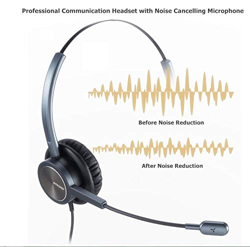 [Australia - AusPower] - Emaiker Over Ear Phone Headset with Noise Cancelling Mic One Ear Telephone Headphone with Mic,RJ9 Jack Adapter Work for for Panasonic Snom Grandstream, Sangoma, Escene, ATCOM, Yealink SIP Phones Two Ears 809DQDA 