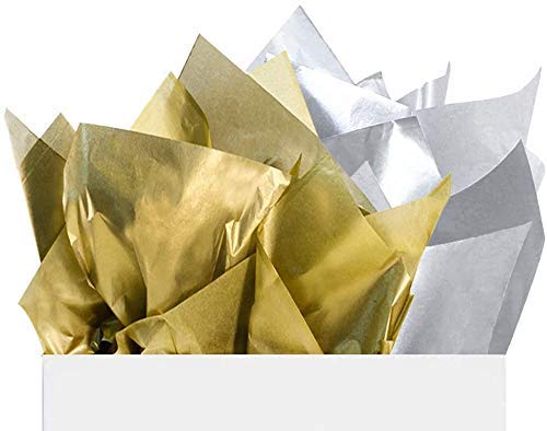 [Australia - AusPower] - UNIQOOO 12Pcs Metallic Gold Silver Polka Dots Wine Gift Bag w/Tag and 60 Sheets Metallic Gold & Silver Gift Tissue Paper Bundle 