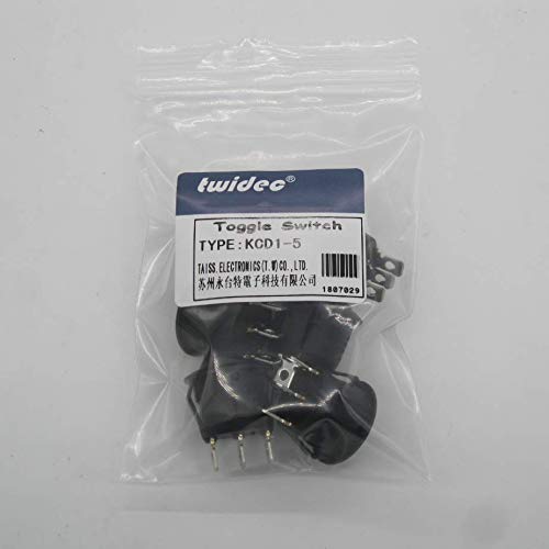 [Australia - AusPower] - Twidec/6Pcs Rocker Switch 3 Pins 3 Position ON/Off/ON AC 6A/125V 10A/250V SPDT Car Boat Black Rocker Switch Toggle（Quality Assurance for 1 Years）KCD1-5-103 