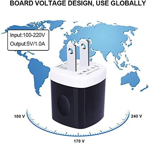 [Australia - AusPower] - USB Single Charger Block 10 Pack, UorMe 1A 5V Single Port Power Adapter Charging Phone Cube Box Pack Compatible with iPhone 12 SE 11 X 8 7 6S, Galaxy A21 Note20 A71 A51 A31 S10 S9 S8 Note 9 8 S7 Edge Black+White 