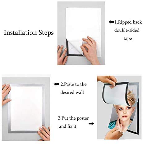 [Australia - AusPower] - PUJIANG 8x11.5 Magnetic Sign Holder, Double Sided Window Self-Adhesive Frames, Durable PVC and Strong Magnetic Display Frame for Office Wall/Door/Window/Refrigerator Display (Black, 6Pack) Black 6 Packs A4 