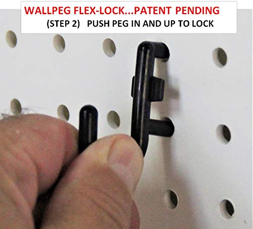 [Australia - AusPower] - WallPeg Locking Peg Hook Kit - L Style Pegboard Hooks Tool Storage Garage Organizer Choice B/W (50, Black) 50 