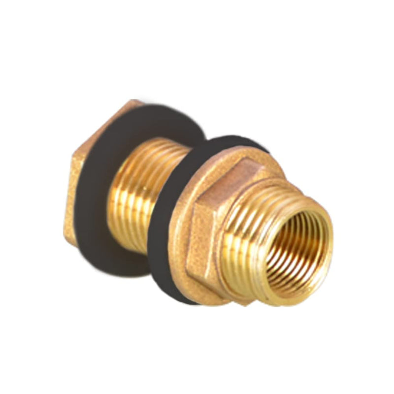 [Australia - AusPower] - Uenede 2PCS Solid Brass Bulkhead Fitting 3/8”Female x 1/2”Male Double Threaded Bulkhead Water Tank Connector 3/8"Female x 1/2"Male 