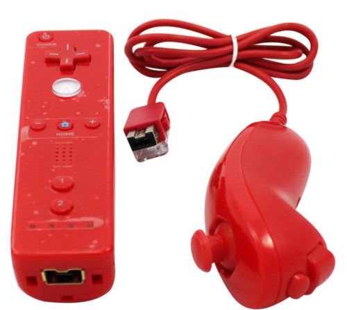 [Australia - AusPower] - Remote Controller for Wii,Yudeg Wii Remote and Nunchuck Controllers with Silicon Case for Wii and Wii U（not Motion Plus） (Red) Red 