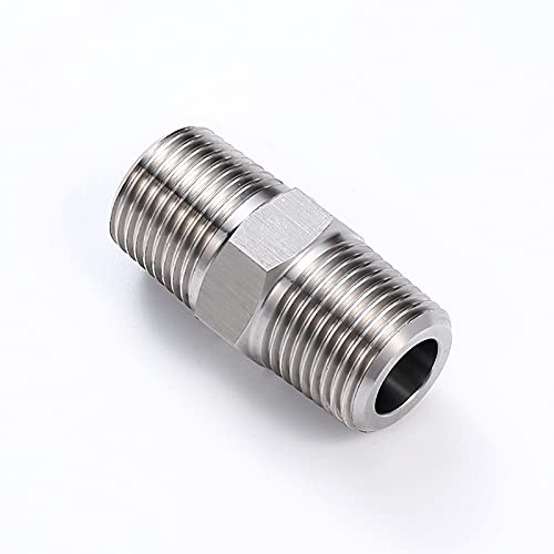 [Australia - AusPower] - JoyTube 1/8" Male to 1/8" Male NPT Hex Nipple 304 Stainless Steel Threaded Pipe Fittings (Pack of 5) 