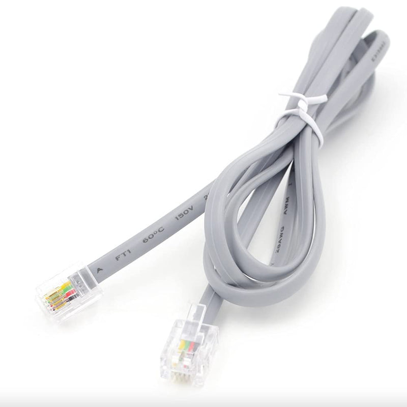 [Australia - AusPower] - RJ11 to RJ11 Cable 6.5ft, NEORTX 2 Meters Phone Cord Telephone Line Extension Cord Cable Wire Male to Male RJ11 6P4C Modular Plug for Landline Telephone Fax Machine (Grey) 