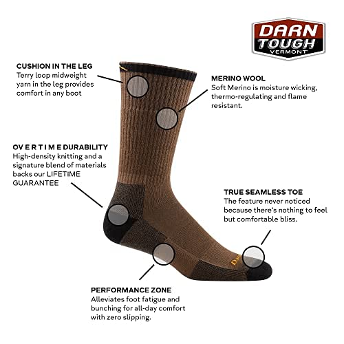 [Australia - AusPower] - DARN TOUGH (2001) John Henry Boot Midweight with Cushion Men's Sock Large Gravel 