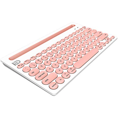 [Australia - AusPower] - Wireless Keyboard, Attoe Dual Channel Multi-Device Universal Cute Wireless Bluetooth Keyboard Portable Slim with 20m Connection Distance for Tablet Smart Phone PC Windows Android iOS Mac (Pink)… Pink 