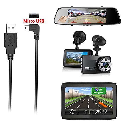 [Australia - AusPower] - Dash Cam Power Cord, 11.5Ft Micro USB Charging Power Cable for Car Dash Camera Mirror Camera 90 Degree Angle Micro USB Cable 