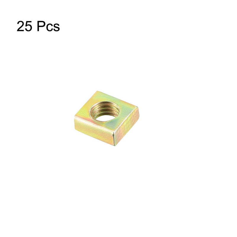 [Australia - AusPower] - uxcell Square Nuts, M5x8mmx3mm Yellow Zinc Plated Metric Coarse Thread Assortment Kit, 25 Pcs 