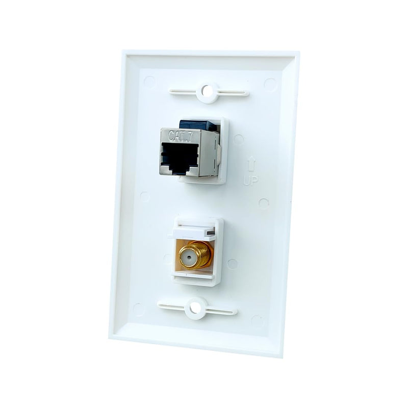 [Australia - AusPower] - BOPLAT Single Gang CAT7 Ethernet Coax Wall Plate Female to Female Coupler - CAT 7 Network Coaxial Cover Plate for CAT8/CAT7/CAT6 and Coax Cable 
