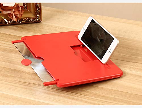 [Australia - AusPower] - siduater 10" Screen Magnifier, 3D HD Smart Phone Magnifier Projector Screen for Movies, Videos, and Gaming – Foldable Phone Stand with Screen Amplifier, Supports All Smartphones, Red 