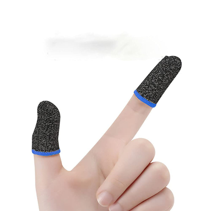 [Australia - AusPower] - ABALDI Gaming Finger Sleeves for Mobile Game Controllers Highly Conductive 100% Silver Thread Durable 24-Needle Weave for Pubg Fortnine(Black-Blue 6 PCS) Blue 