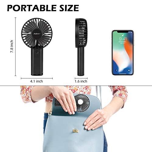 [Australia - AusPower] - Portable Handheld Fan, 4000mAh Rechargeable Battery/ USB Operated Mini Cooling Fan for Home Office Outdoors Travel 4000mA Battery Black 
