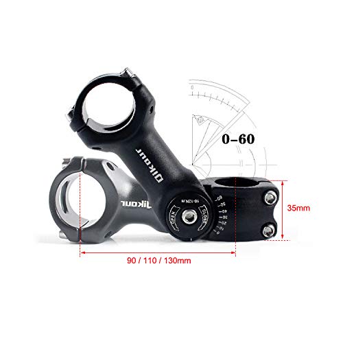 [Australia - AusPower] - 31.8 Bike Stem Adjustable 0-60 Degree Bicycle Stem Handlebar Riser Extender for Road Bike, Mountain Bike, MTB, BMX (Only Fit 1.25"/31.8mm Handlebar) 31.8 x 110mm 