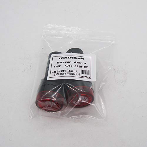 [Australia - AusPower] - mxuteuk 2Pcs 22mm AC/DC 24V Red LED Buzzer Flash Alarm Signal Indicator Light AD16-22SM-RR24V 