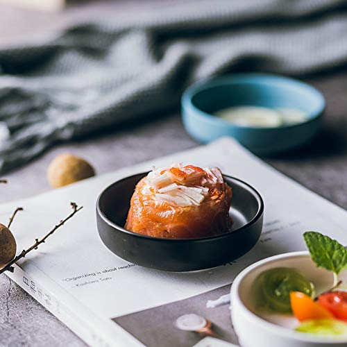 [Australia - AusPower] - Colias Wing 3.5 Inch Simple Style Single Color Pattern Stylish Design Multipurpose Porcelain Side Dish Bowl Seasoning Dishes Soy Dipping Sauce Dishes-Set of 6 6 PACK Black 
