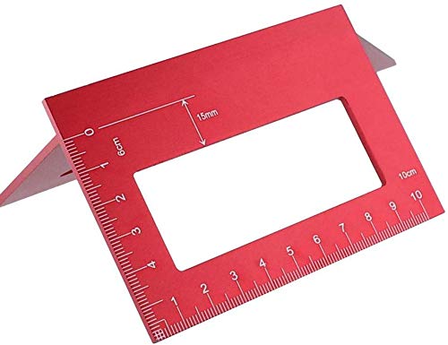 [Australia - AusPower] - Aluminum Alloy Saddle Layout Square Gauge with 2 Pencils,Multifunctional 45/90 Degree Angle T Ruler 3D Mitre Angle Woodworking Measuring Tools 