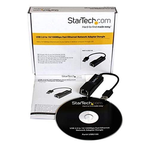 [Australia - AusPower] - StarTech.com USB 2.0 to 10/100 Mbps Ethernet Network Adapter Dongle - USB Network Adapter - USB 2.0 Fast Ethernet Adapter - USB NIC (USB2100), Black Standard 
